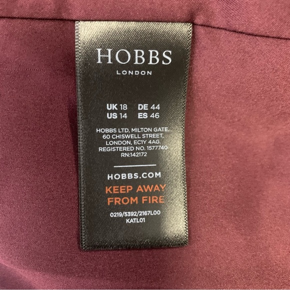 Hobbs London Burgundy Wool Long Sleeve V-Neck Midi Dress Size 14 NWOT! - Picture 10 of 11